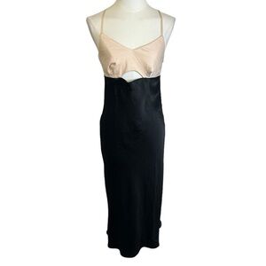 HOUSE OF HARLOW 1960 Black Cream Cutout Dress Sleeveless Midi Wedding Party Date